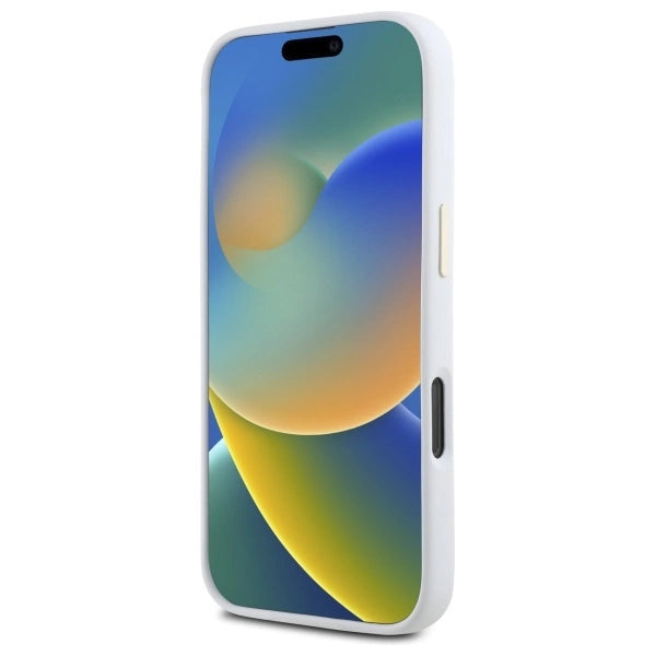 Guess Silicone Logo Strass 4G Case for iPhone 16 Pro - White_4