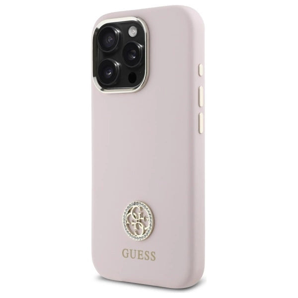 Guess Silicone Logo Strass 4G case for iPhone 16 Pro - light pink_1