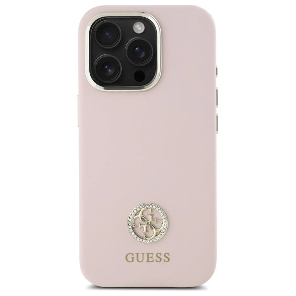 Guess Silicone Logo Strass 4G case for iPhone 16 Pro - light pink_2