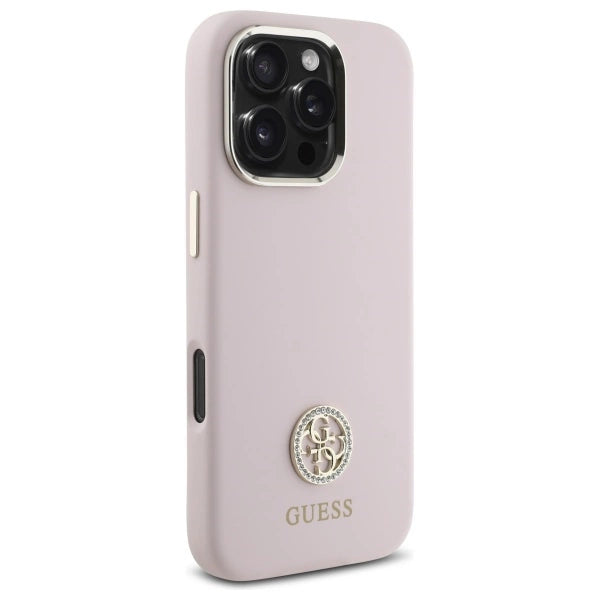 Guess Silicone Logo Strass 4G case for iPhone 16 Pro - light pink_3