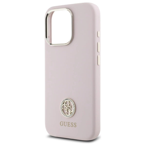 Guess Silicone Logo Strass 4G case for iPhone 16 Pro - light pink_5