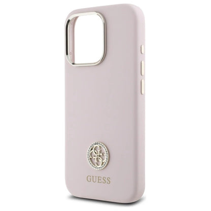 Guess Silicone Logo Strass 4G case for iPhone 16 Pro - light pink_5