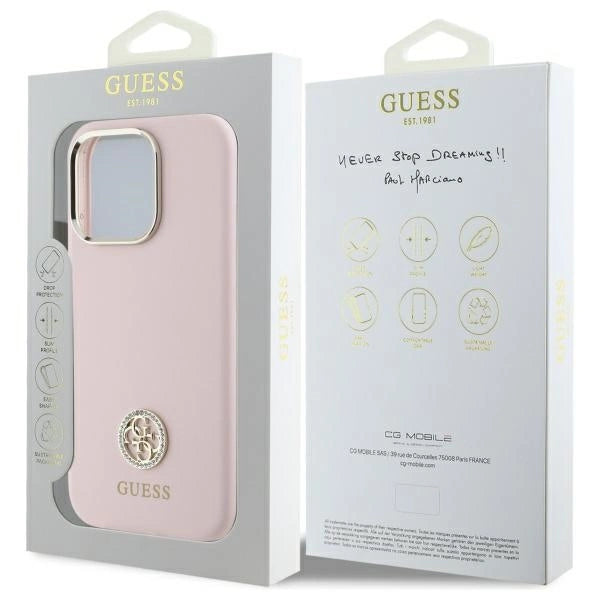 Guess Silicone Logo Strass 4G case for iPhone 16 Pro - light pink_7