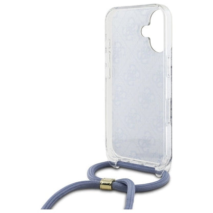 Guess Crossbody Cord 4G Print Case with Lanyard for iPhone 16 - Blue_5