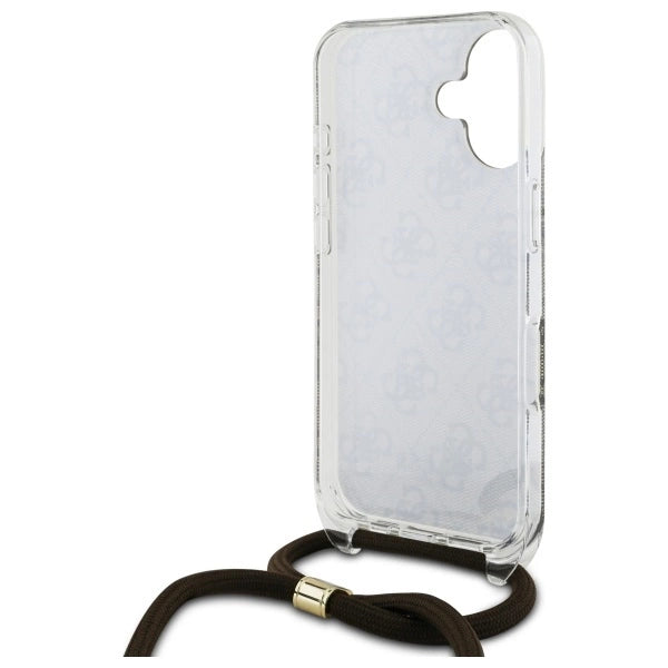 Guess Crossbody Cord 4G Print Case with Lanyard for iPhone 16 - Brown_5