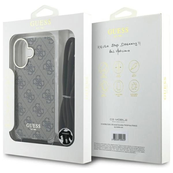Guess Crossbody Cord 4G Print Case with Lanyard for iPhone 16 - Brown_6