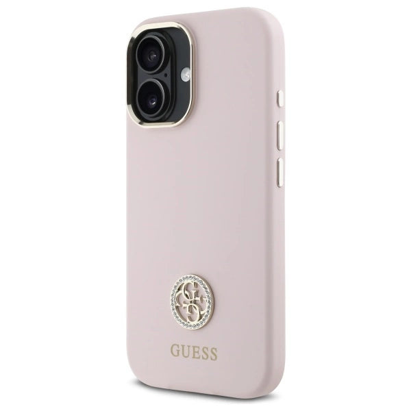 Guess Silicone Logo Strass 4G case for iPhone 16 - light pink_1