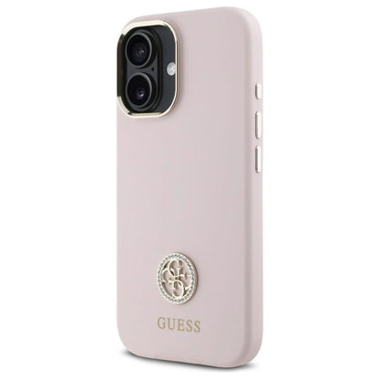 Guess Silicone Logo Strass 4G case for iPhone 16 - light pink_1