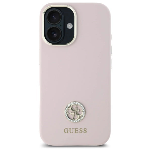Guess Silicone Logo Strass 4G case for iPhone 16 - light pink_2