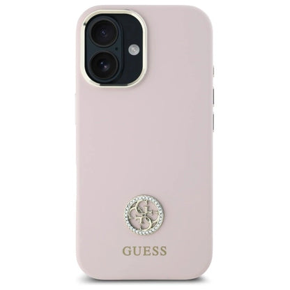 Guess Silicone Logo Strass 4G case for iPhone 16 - light pink_2