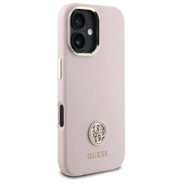 Guess Silicone Logo Strass 4G case for iPhone 16 - light pink_3