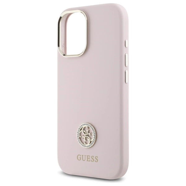Guess Silicone Logo Strass 4G case for iPhone 16 - light pink_5