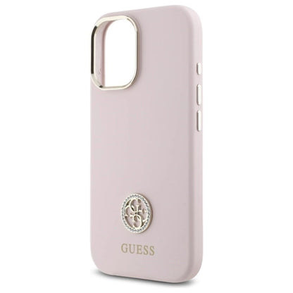 Guess Silicone Logo Strass 4G case for iPhone 16 - light pink_5