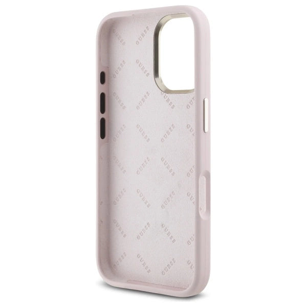Guess Silicone Logo Strass 4G case for iPhone 16 - light pink_6