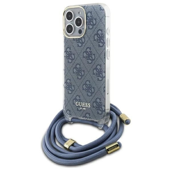 Guess Crossbody Cord 4G Print Case for iPhone 16 Pro Max - Blue_0