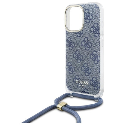 Guess Crossbody Cord 4G Print Case for iPhone 16 Pro Max - Blue_4