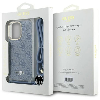 Guess Crossbody Cord 4G Print Case for iPhone 16 Pro Max - Blue_6