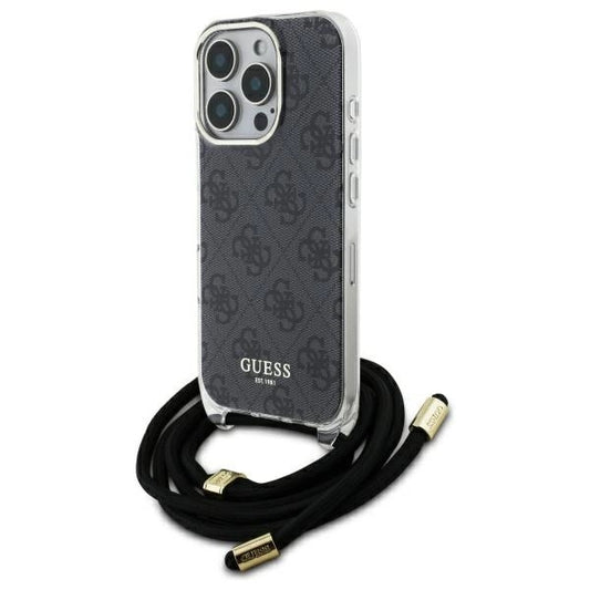 Guess Crossbody Cord 4G Print Case for iPhone 16 Pro Max - Black_0