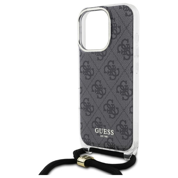 Guess Crossbody Cord 4G Print Case for iPhone 16 Pro Max - Black_4