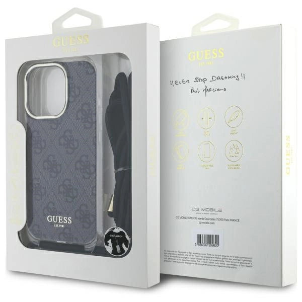 Guess Crossbody Cord 4G Print Case for iPhone 16 Pro Max - Black_7