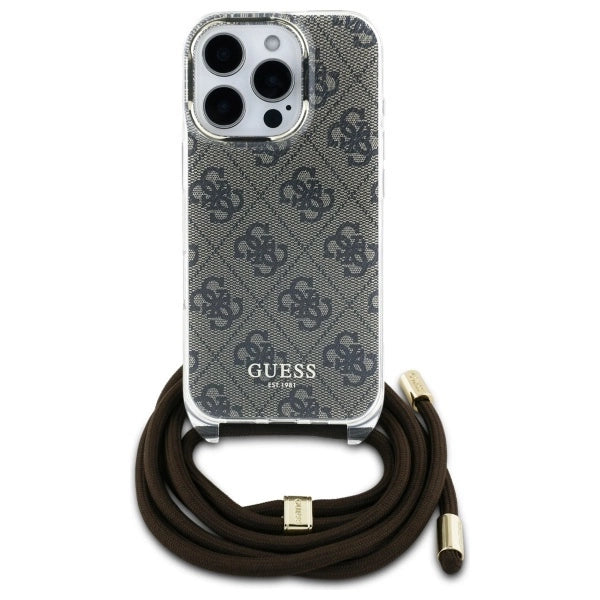 Guess Crossbody Cord 4G Print Case for iPhone 16 Pro Max - Brown_1