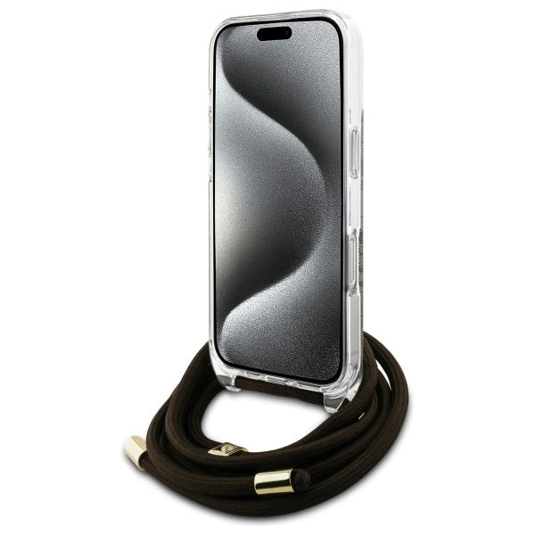 Guess Crossbody Cord 4G Print Case for iPhone 16 Pro Max - Brown_3