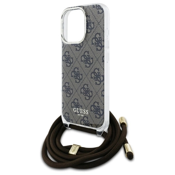 Guess Crossbody Cord 4G Print Case for iPhone 16 Pro Max - Brown_4