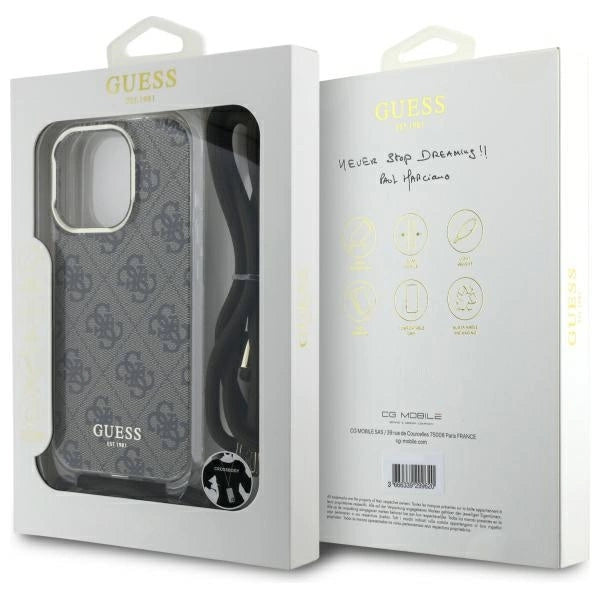 Guess Crossbody Cord 4G Print Case for iPhone 16 Pro Max - Brown_6