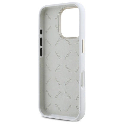 Guess Silicone Logo Strass 4G Case for iPhone 16 Pro Max - White_6