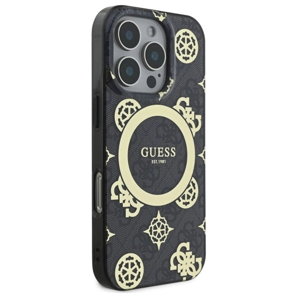 Guess IML Peony On 4G Background MagSafe case for iPhone 16 Pro - black_3