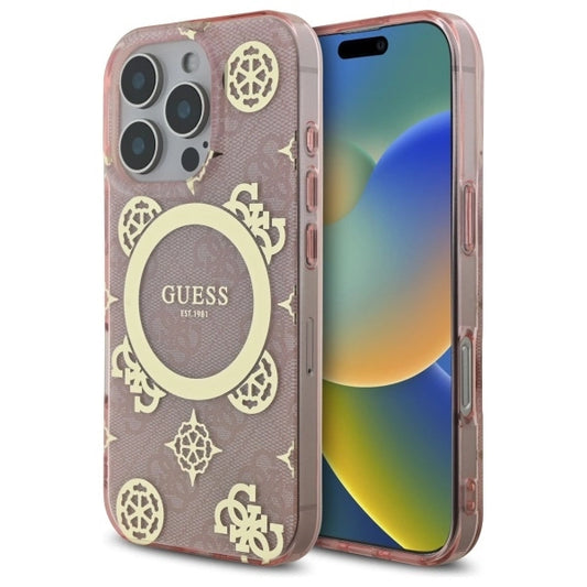 Guess IML Peony On 4G Background MagSafe Case for iPhone 16 Pro - Pink_0