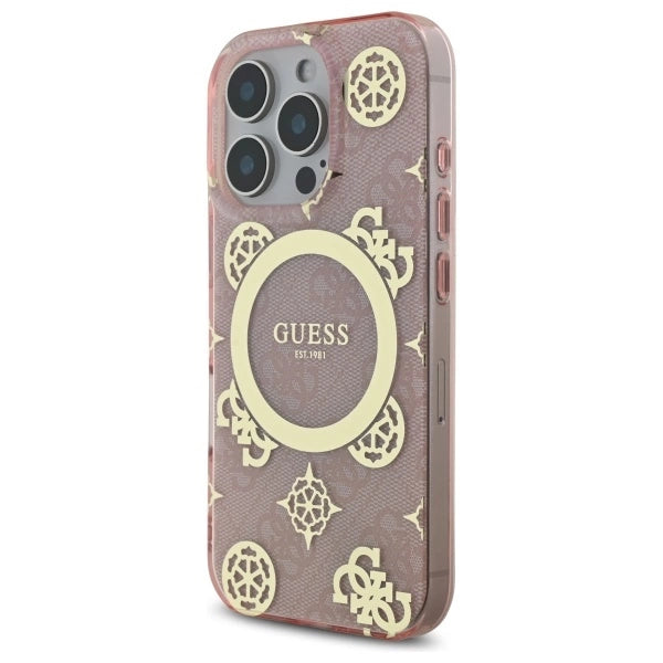 Guess IML Peony On 4G Background MagSafe Case for iPhone 16 Pro - Pink_1