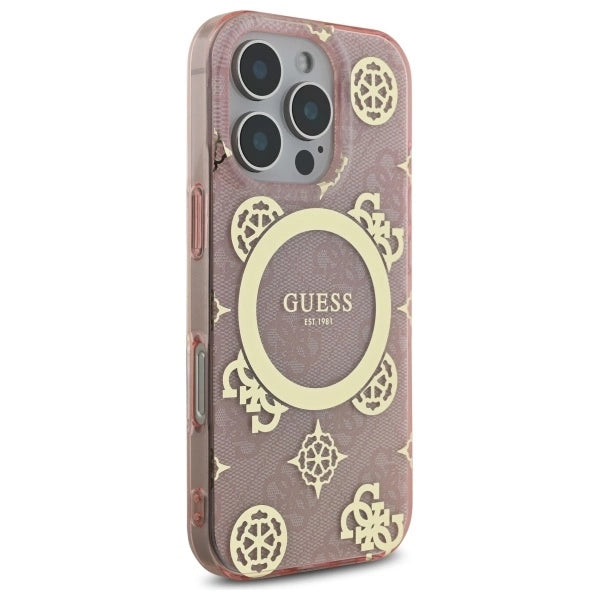 Guess IML Peony On 4G Background MagSafe Case for iPhone 16 Pro - Pink_3