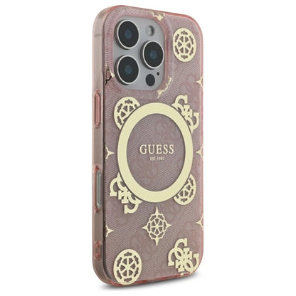 Guess IML Peony On 4G Background MagSafe Case for iPhone 16 Pro - Pink_3