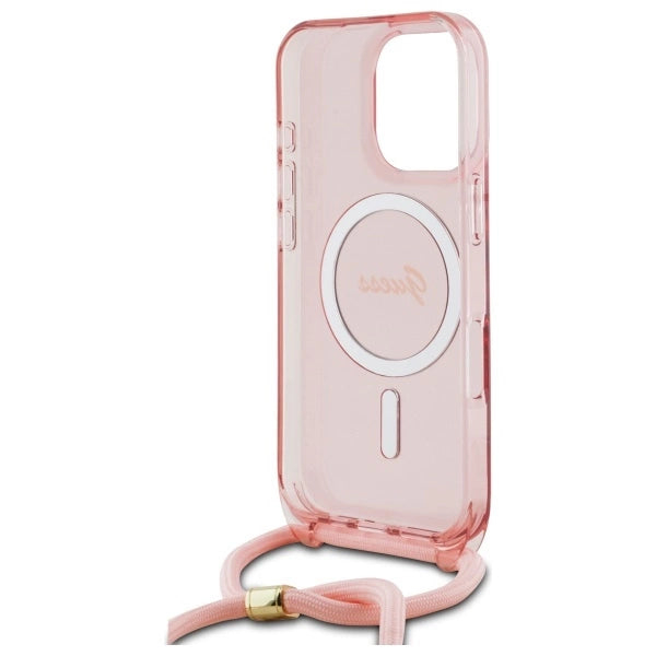 Guess Crossbody Cord Script MagSafe Case for iPhone 16 Pro - Pink_5
