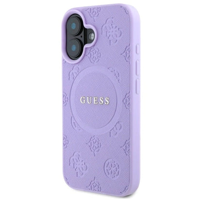 Guess Saffiano Peony Classic Logo MagSafena iPhone 16 Plus Case - Purple_1
