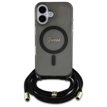 Guess Crossbody Cord Script MagSafe iPhone 16 Case - Black_1