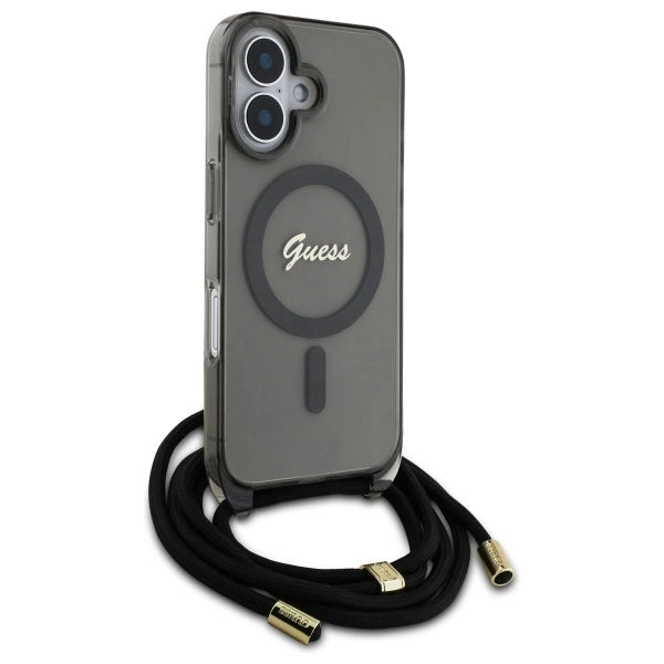 Guess Crossbody Cord Script MagSafe iPhone 16 Case - Black_2