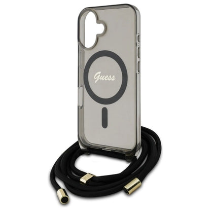 Guess Crossbody Cord Script MagSafe iPhone 16 Case - Black_4