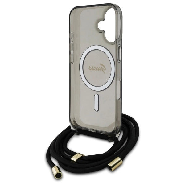 Guess Crossbody Cord Script MagSafe iPhone 16 Case - Black_5