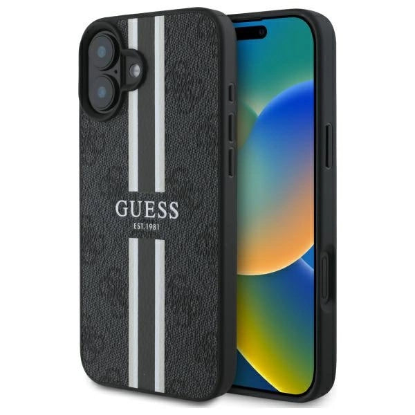 Guess 4G Printed Stripes MagSafe case for iPhone 16 - black_0
