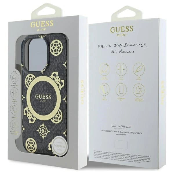 Guess IML Peony On 4G Background MagSafe Case for iPhone 16 Pro Max - Black_6