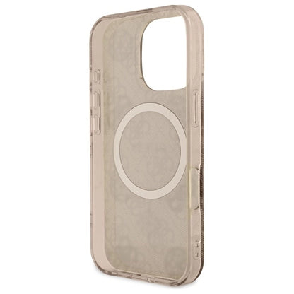 Guess IML Peony On 4G Background MagSafe Case for iPhone 16 Pro Max - Brown_6