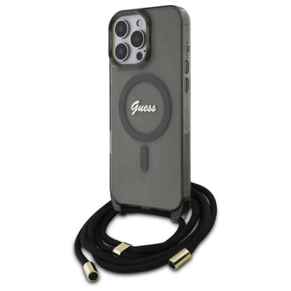 Guess Crossbody Cord Script MagSafe Case for iPhone 16 Pro Max - Black_0