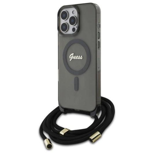 Guess Crossbody Cord Script MagSafe Case for iPhone 16 Pro Max - Black_0