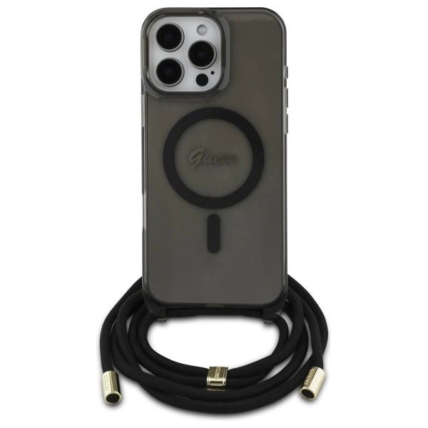Guess Crossbody Cord Script MagSafe Case for iPhone 16 Pro Max - Black_1
