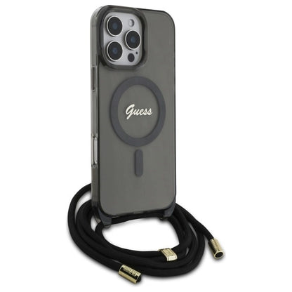 Guess Crossbody Cord Script MagSafe Case for iPhone 16 Pro Max - Black_2