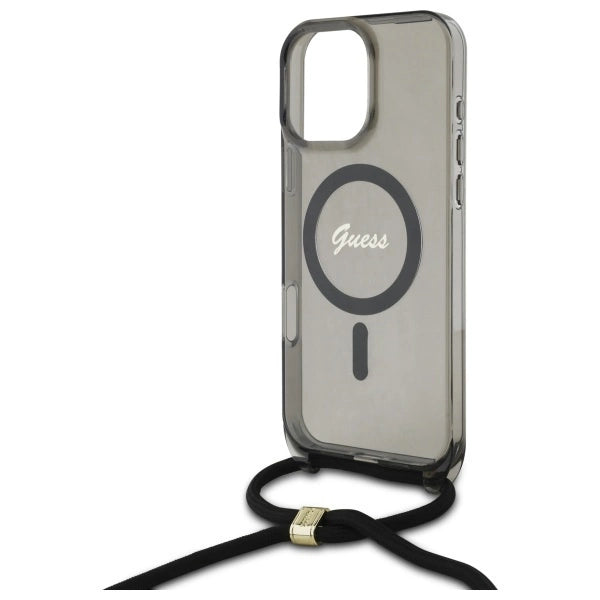 Guess Crossbody Cord Script MagSafe Case for iPhone 16 Pro Max - Black_4