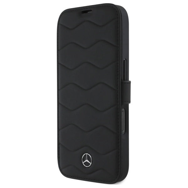 Mercedes MB Waves Leather Case for iPhone 16 Pro Max - Black_1