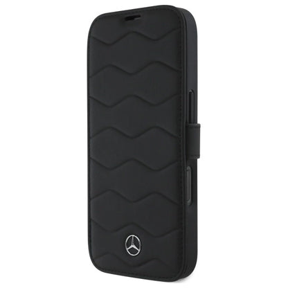 Mercedes MB Waves Leather Case for iPhone 16 Pro Max - Black_1